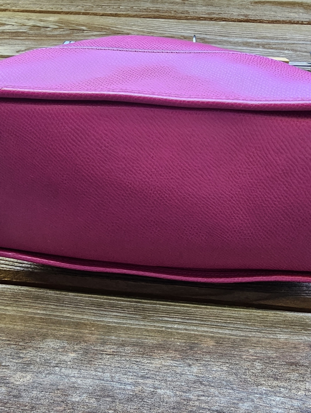 Coach Magenta Pebbled Leather Satchel Purse | Top Handle | Gold Hardware - Picture 6 of 16